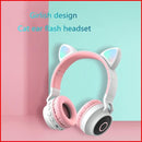 TDR- Draadloze Bluetooth koptelefoon - Over-Ear Koptelefoon voor Kinderen - Met Led Kat Oortjes - Bekend van TikTok -  roze grijs