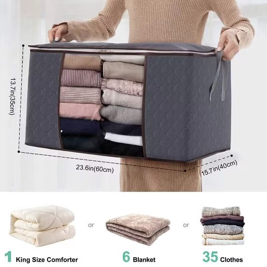 4x Opbergtas voor Kleding/Dekbed - 50L - Grijs