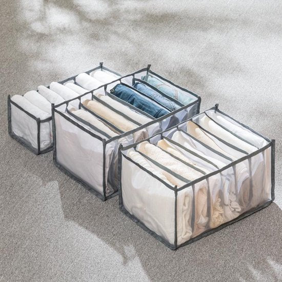 Opbergdozen-lade-organizer voor jeans en broeken - grijs -groot maat  36*25*20