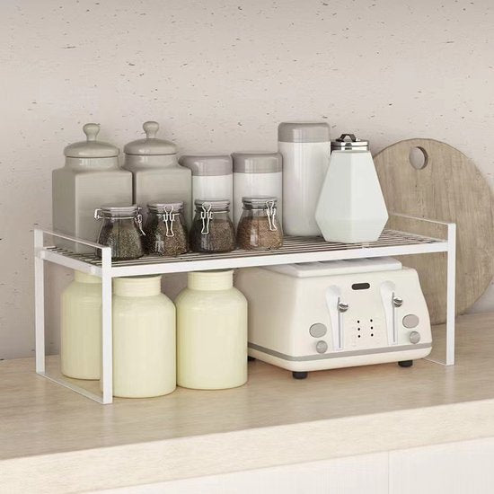 Multifunctioneel Kast Organizers-Keukenrek- Kruidenrek en pannenrek-keuekenkast-50.5x 21x 24CM wit