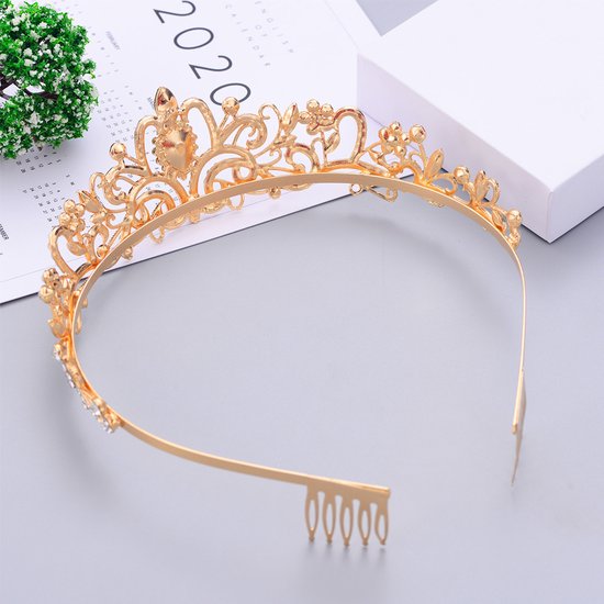 Betoverende Diadeem Kroon met Zijdelingse Kammen - Schitterend Accessoire voor Speciale Gelegenheden-goud