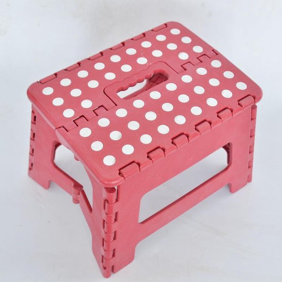 2 Stuks verdikt kunststof opvouwbaar krukje -Lichte Draagbare-Met Antislip Oppervlak-rood 29x22x22cm