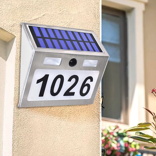 Solar Huisnummer Lamp met Bewegingssensor - 4 Stuks