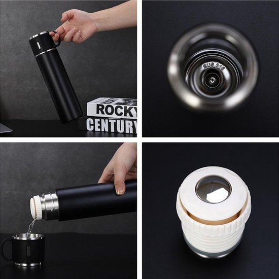 TDR - Thermosfles - RVS - grote capaciteit - 580 ml - Zwart