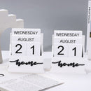 Houten Eeuwigdurende Kalender met 'Home' Design – Stijlvolle Handmatige Datumweergave voor Thuis & Kantoor-wit