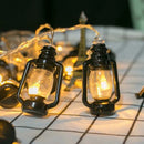 Verlicht uw Avonturen-Kampeer-LED-sfeerverlichting in Olielampvorm - 3 Meter 20 Lampjes-Batterij + USB-model voor Dubbel Gebruik-zwart