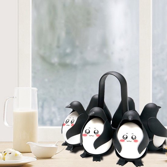 Pinguïn eirhouder met opvallend design-eierkoker-zwart