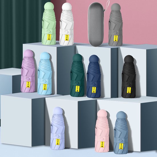 TDR--Opvouwbare Paraplu -Windproof-Zonbescherming Anti-Uv UPF50 + met gratis Reisetui-zwart