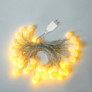 Lichtsnoer-Led Lampjes Slinger-20 LED bolletjes -werkt met USB- tuindecoratie-3 meter (warm wit)