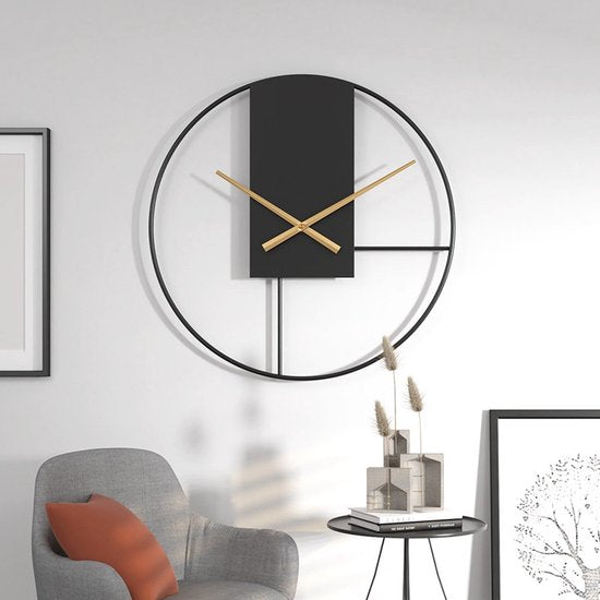 50cm Scandinavische Metalen Wandklok - Zwart/Goud