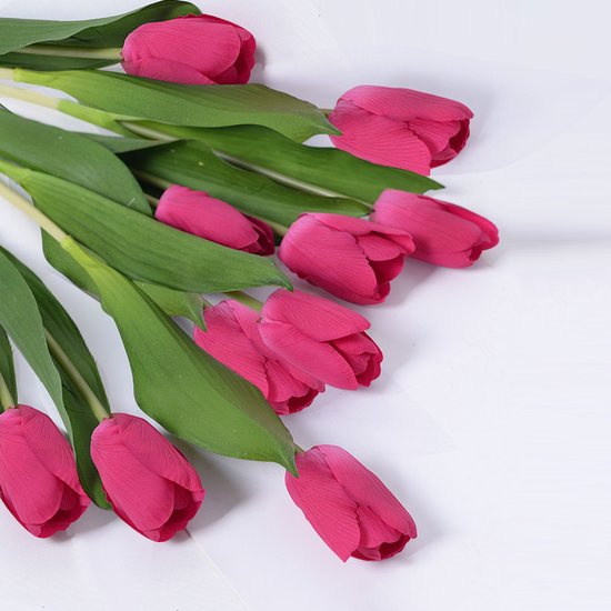 10stuks Prachtige kunst tulp-Realistische Uitstraling - Duurzaam en Onderhoudsvriendelijk- rozerood