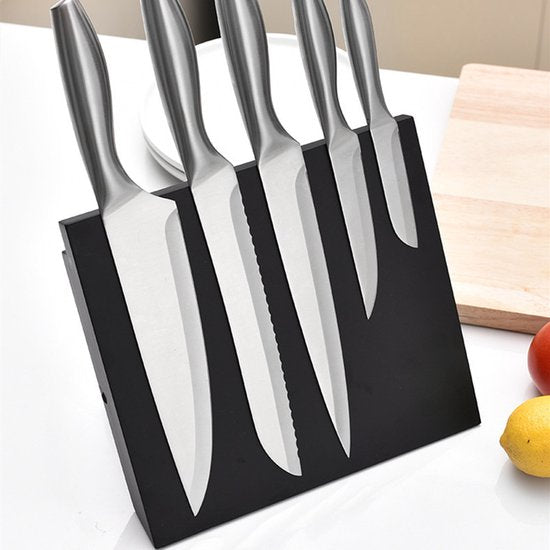 Keuken Opvouwbare Magnetische Messenblok -Messenblok Zonder Messen- Modern en Ruimtebesparend Ontwerp-zwart