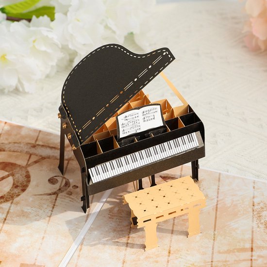 Grote 3D wenskaart met een piano thema- Inclusief envelop-Perfect voor Muziekliefhebbers