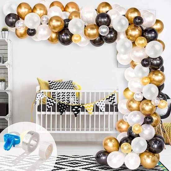 120 delige Ballonnenset -Ballonnenboog- Feest/ Party-Verjaardag-jubileum-Decoratie-zwart en goud
