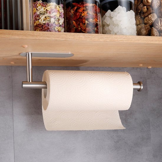 Ronde roestvrijstalen keukenpapierhouder - zilver
