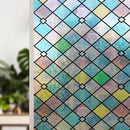 Milieuvriendelijke PVC Glasfolie - Kleurrijk Ruitjespatroon -Zelfklevend- Privacy en UV Bescherming - 90x200 cm