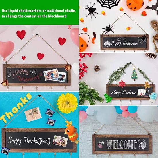 Houten Wanddecoratie met Fotohouders 38x82cm