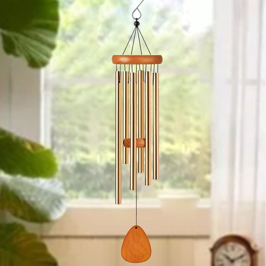 Waterdichte aluminium windgong voor buiten, goudkleurig, 65