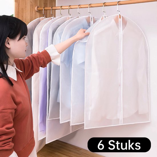 6 Stuks transparante stofhoezen voor kleding met Rits - Kled