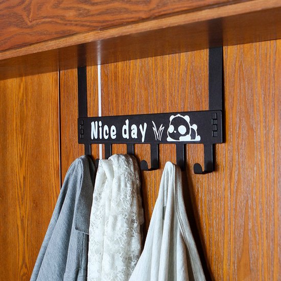 TDR-Deurkapstok Met 6 Haken-Deurhanger-Kapstok Hangend -zwart