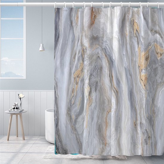 Waterdicht douchegordijn met kiezelsteenpatroon - Luxe Uitstraling, Uitstekende Waterbestendigheid - Hoogwaardig, Extra Dik, Gemakkelijk te Installeren 180*200CM-lichtgrijs