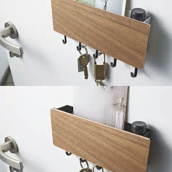 Sleutelrekje - Bamboo met donker hout - 19 x 3 x 7 cm