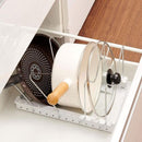 Verstelbaar RVS Pannenrek - Keukenorganizer - Wit