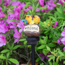 Solar tuinlamp welkomstlamp met vogels, geel 39 cm