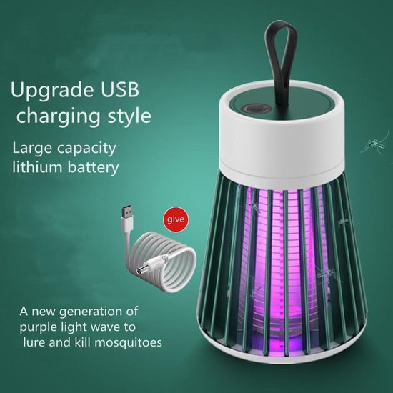 Electrische muggenlamp - UV Lamp - draagbaar - geen fel licht - vrijwel geruisloos - Groen