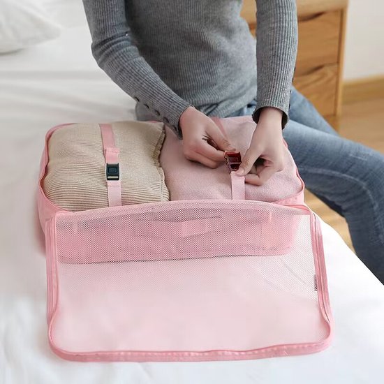 Packing Cubes 9-Delig – Koffer Organizer Reistassen – Duurzame Bagage Opbergset – Roze