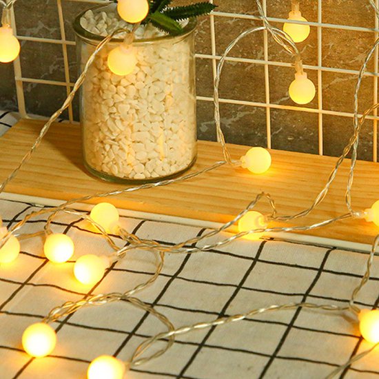 Xtraworks -Lichtsnoer-Led Lampjes Slinger-20 LED bolletjes- tuindecoratie- werkt Op Batterijen-3 meter (warm wit)