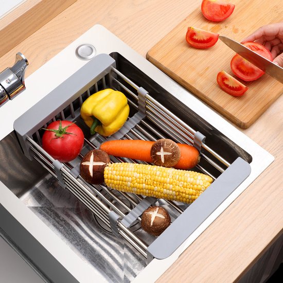 robuuste roestvrijstalen spoelbakafvoerrek voor de keuken-Houd uw aanrecht georganiseerd en efficiënt-grijs