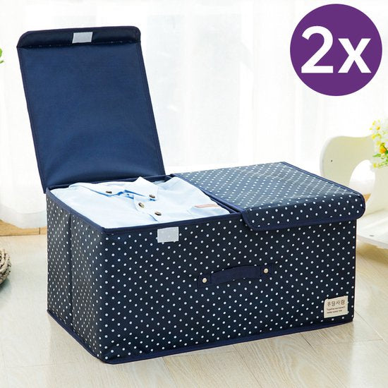 Opbergdozen Kleding 50x30x25cm - Marineblauw - 2 Stuks