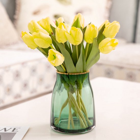 10stuks Prachtige kunst tulp-Realistische Uitstraling - Duurzaam en Onderhoudsvriendelijk- geel