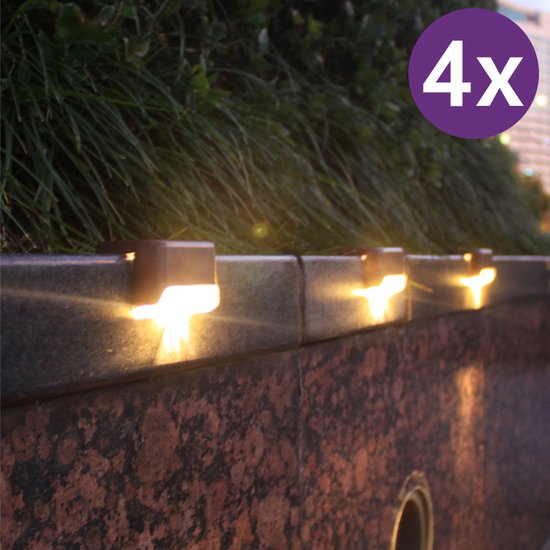 4x Zwarte LED Tuinverlichting op Zonne-energie - IP65 Waterd