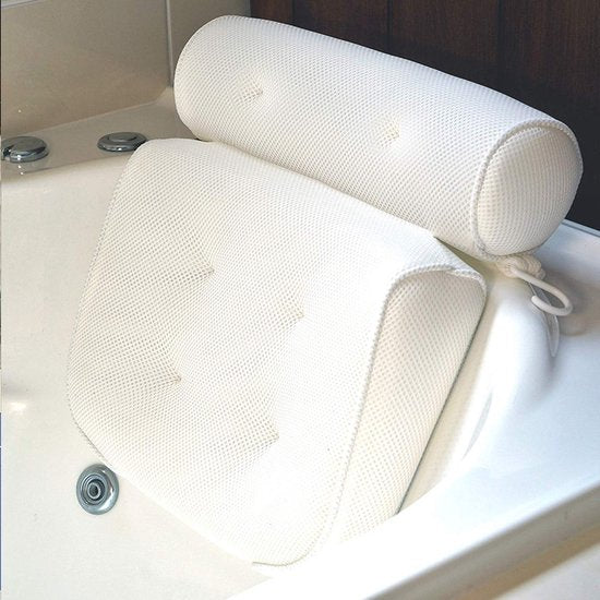 Comfort Badkussen met 3D Air-mesh en 6 Zuignappen - Wit
