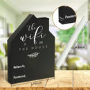 Houten WiFi Bord Huisvorm – Schrijfbaar Netwerk & Wachtwoordbord