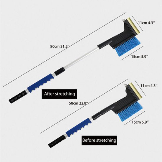 3-in-1 ijskrabber/sneeuwveger + noodhamer, uitschuifbaar