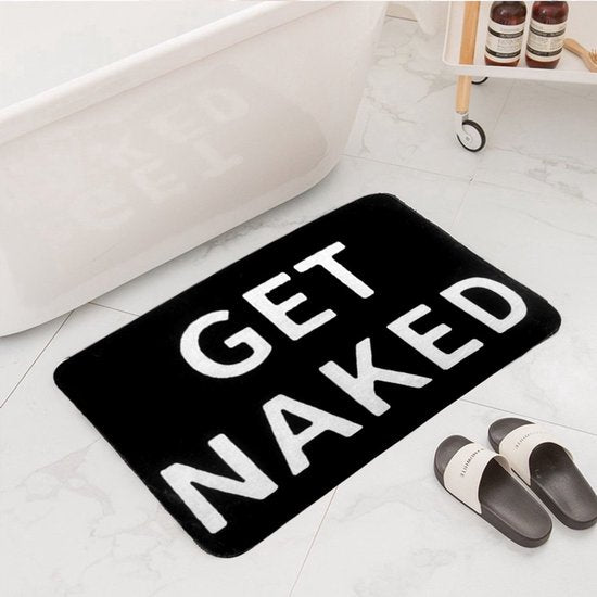 Luxe "GET NAKED" Badmat met Antislip- Zachte Pluche Comfort - Duurzaam en Absorberend 50*80CM-extra groot-zwart