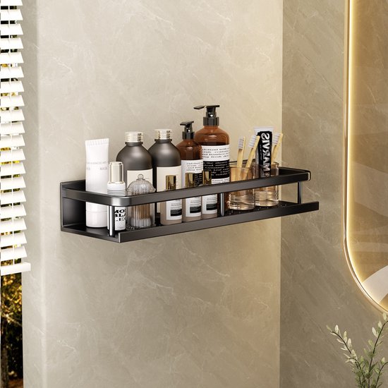 2x Multifunctionele Aluminium Wandplank 50cm - Zwart