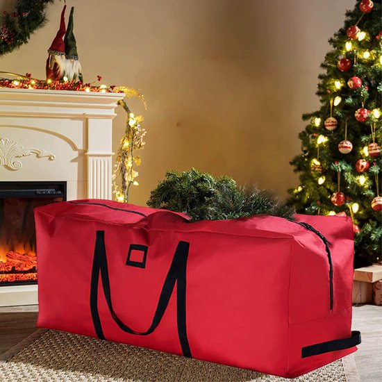 Duurzame Opbergzak - Perfect voor Kerstboom, Kleding en Dekens - Extra Stevig en Waterbestendig - Met Handgrepen voor Gemakkelijk Dragen - 162 x 36 x 74,5 cm - Stijlvol Rood