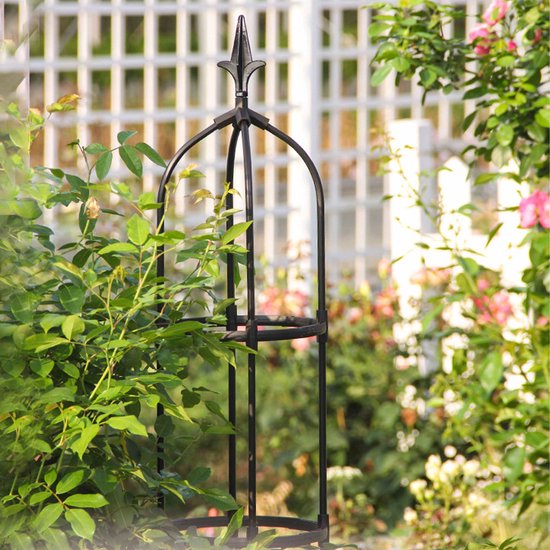 Zwarte Klimplantenrek Obelisk - Stijlvol en Duurzaam - Hoogte 110cm - Ondersteuning voor Prachtige Planten