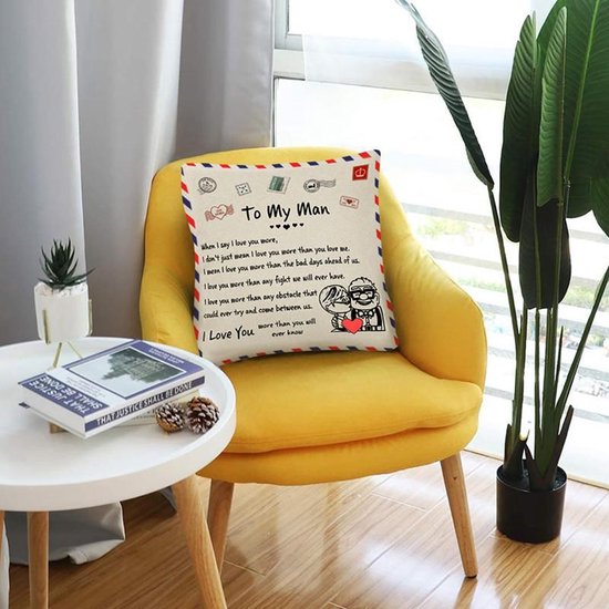 TDR - Sierkussensloop - 45x45 cm  - leuk als cadeau voor echtgenoot / man -  "To my man"