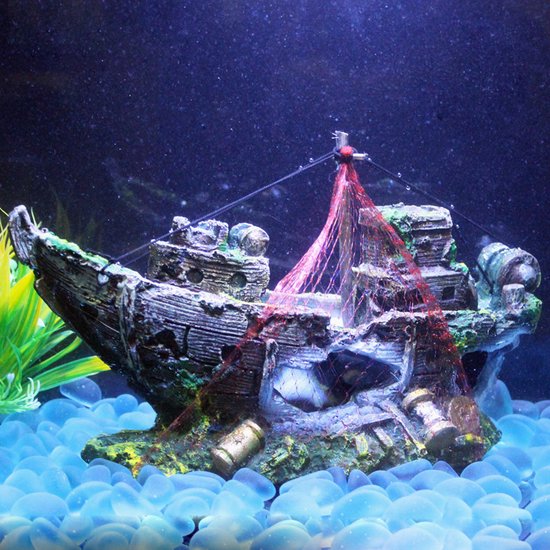 Piratenavontuur Aquarium Decoratie - Levendige Details, Duurzaam Harsmateriaal en Authentiek Ontwerp 25*9*18.5cm