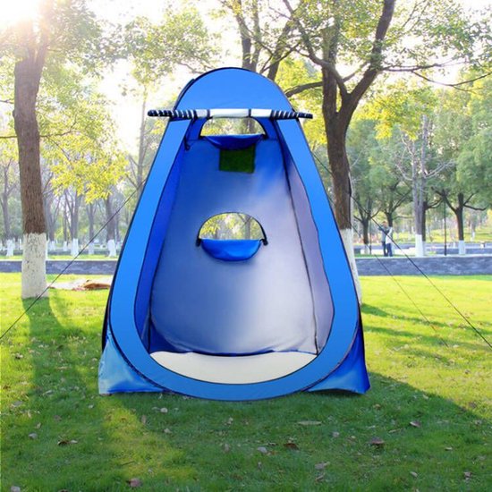 Camping Douchetent met 3 Ramen 150x150x190cm Blauw