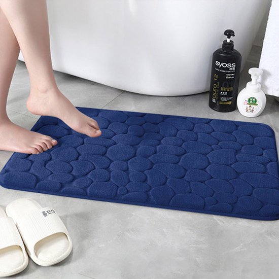 Luxe badkamermat 50x80 cm donkerblauw - Comfort & waterabsor