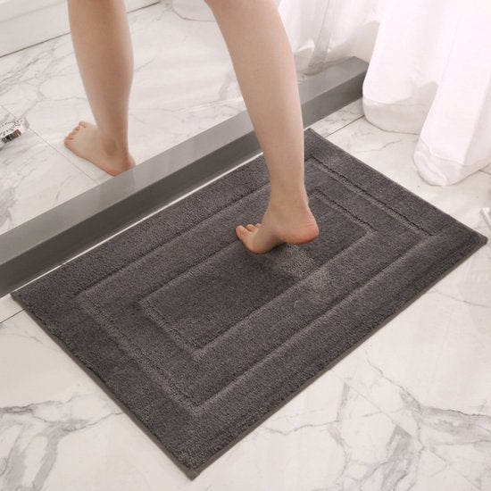 Absorberende Badmat Deurmat - Verdikt & Antislip - Grijs 40x60cm | Luxe Huishoudtapijt voor Badkamer & Hal