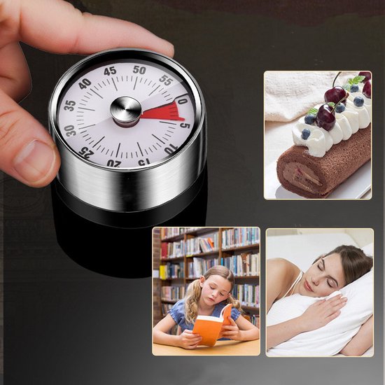 Multifunctionele Kookwekker & Kindertimer - Stijlvol RVS Ontwerp, Magnetisch, Tot 59 Min Instelbaar - Ontwikkel Tijdsbesef bij Kinderen-wit