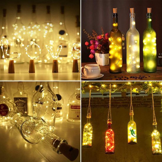 4 stuks Betoverende Wijnkurk-Koperdraadlamp-Creëer Magische Sferen -1 meter lang en met 10 led-lichtjes