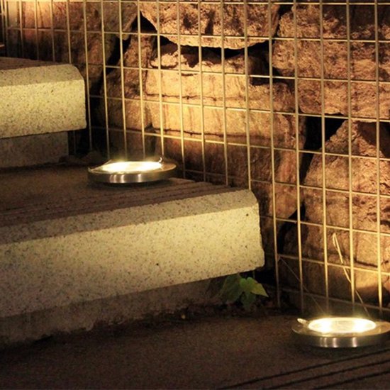 LED Buitenverlichting - 4 Spots met Lichtsensor - Warm Wit